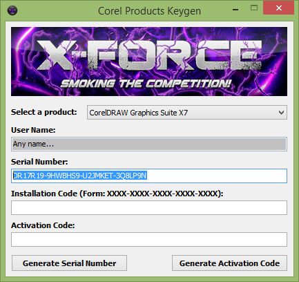 Tại mục Select a Product bạn hãy chọn CorelDRAW Graphics Suite X7 -> Copy key