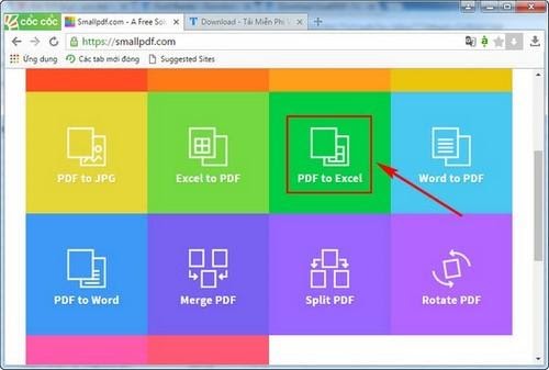Chọn PDF to Excel để chuyển đổi tài liệu từ File PDF sang File Excel