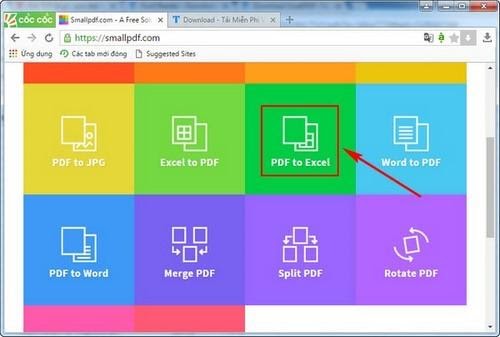 Chọn PDF to Excel để chuyển tài liệu từ file PDF sang file Excel