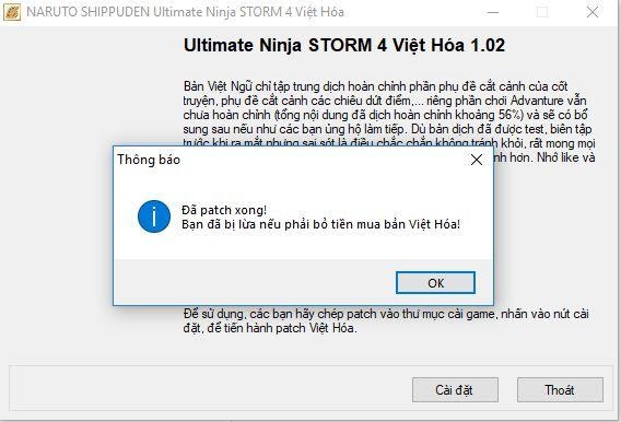 Naruto Shippuden Ultimate Ninja Storm 4 Việt hóa thành công