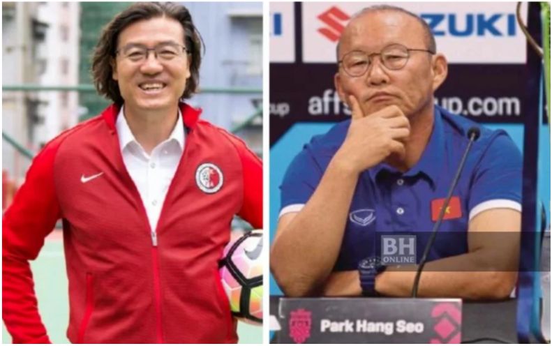 CĐV Malaysia nóng lòng chờ cuộc đụng độ giữa HLV Kim Pan-gon (trái) và Park Hang-seo